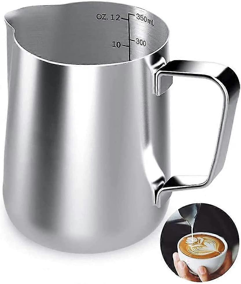 Pichet à lait, Pichet à lait, Cruche à lait en acier inoxydable, Pichet à lait en acier inoxydable, Cruche à lait moussant, 350ml pour faire du lait, Cappuccino et Latte à café