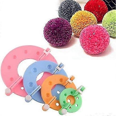 Pom Pom Maker, 4 Sizes Fluff Ball Weaver Needle Pompom Maker Set-DIY Pompoms Crafting Kits Pocket Knitting Tool Set