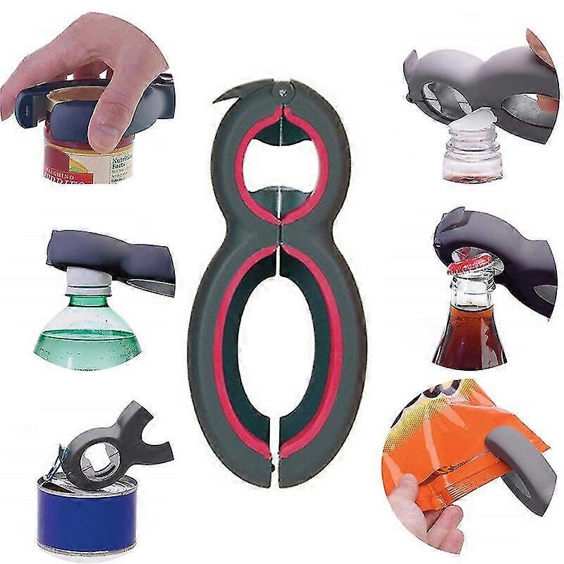 6 In 1 Multi Opener Manual Canned Bottle Opener Sealed Cover Twist Torsion Fixture Can Opener