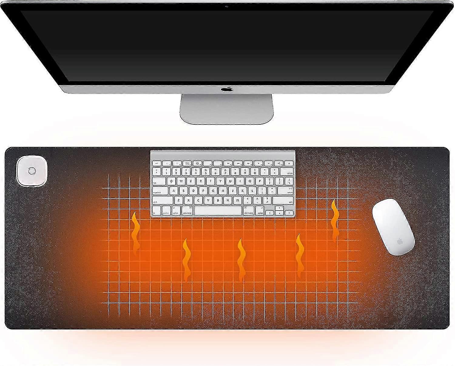 Sous-main chaud, grand clavier chauffant en PU, tapis de bureau chauffe-main de bureau, commande chauffée tactile 3 vitesses, 31 x 13