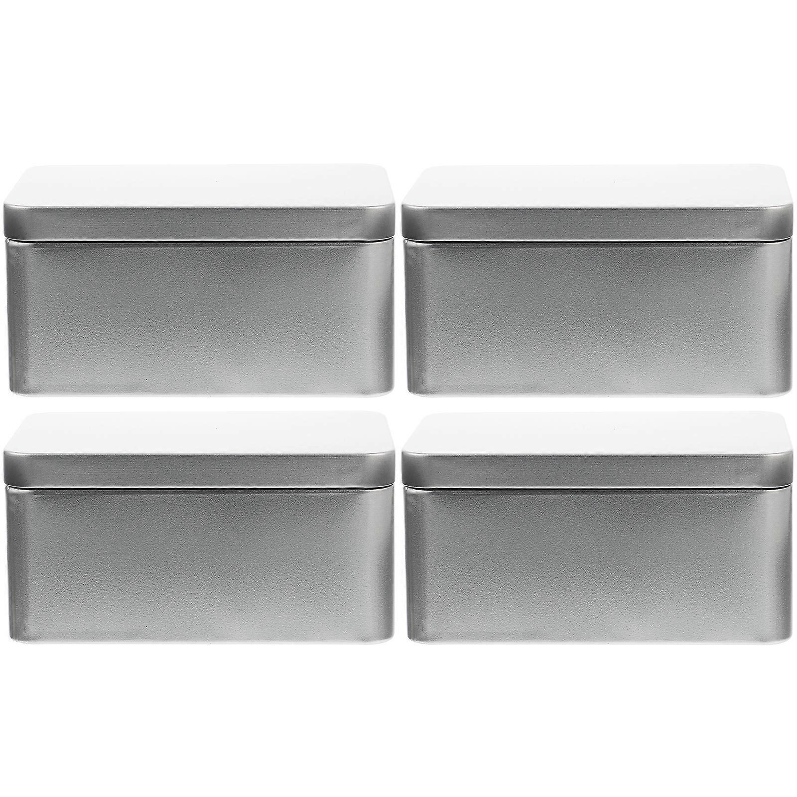4pcs Tin Box Containers Metal Tins Storage Box with Lids Home Organizer Small Tins
