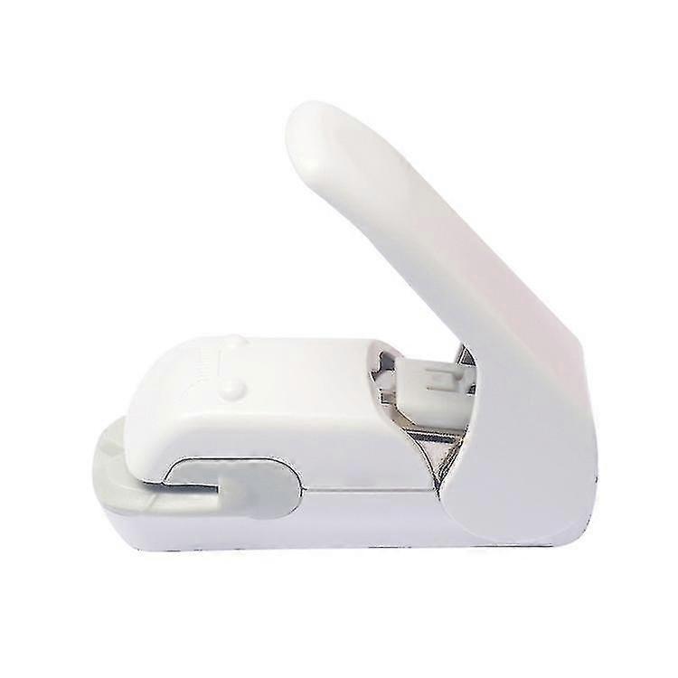Office Binding Embossed Needleless Stapler Student Use Portable (White)
