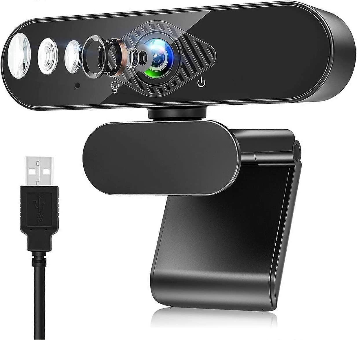 1080p webcam med støjreducerende mikrofon, 360 roterende USB