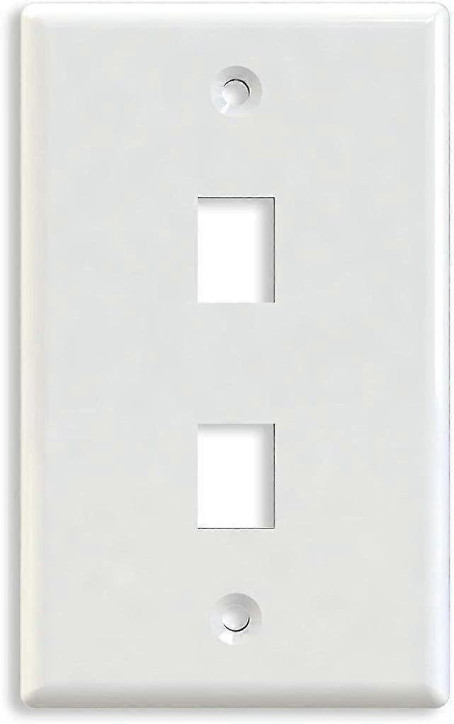 Plastic Switch Panel 2 Port Wall Plate Trapezoidal Jack (White) 5 pieces