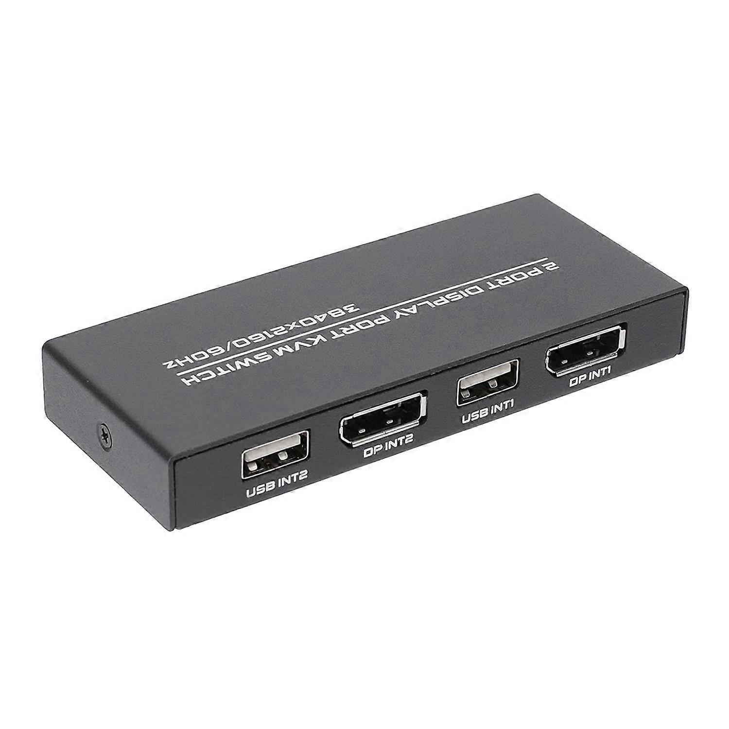 DisplayPort KVM-switch, 4K@60Hz DP USB-switcher voor 2 computers, gedeelde toetsenbord, muisprinter en ult