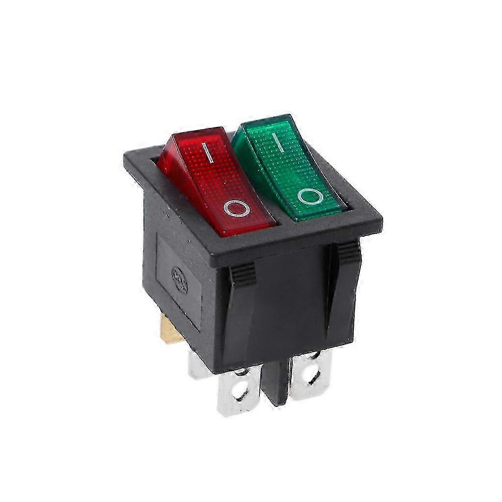 Dual Boat Rocker Switch 6 Pin On-off With Green Red Light 20a 125v Ac