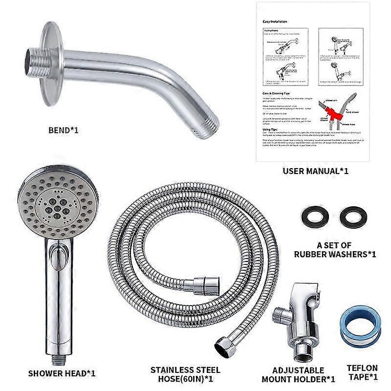 Bathroom shower set, 5 levels adjustable, anti-rust and durable