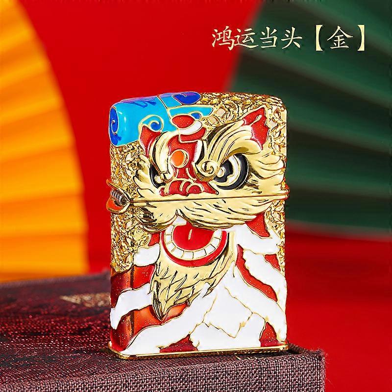 Luxury Enamel Opportunity Knocks Gold Wire Inlaid Enamel Gift Kerosene Lighter