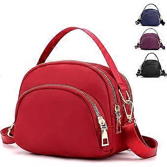 Cross Body Phone Bag Women,Nylon Wallet Shoulder Bag,3 Layers Zipper Cell Phone Purse with Adjustable Strap(Red 6)