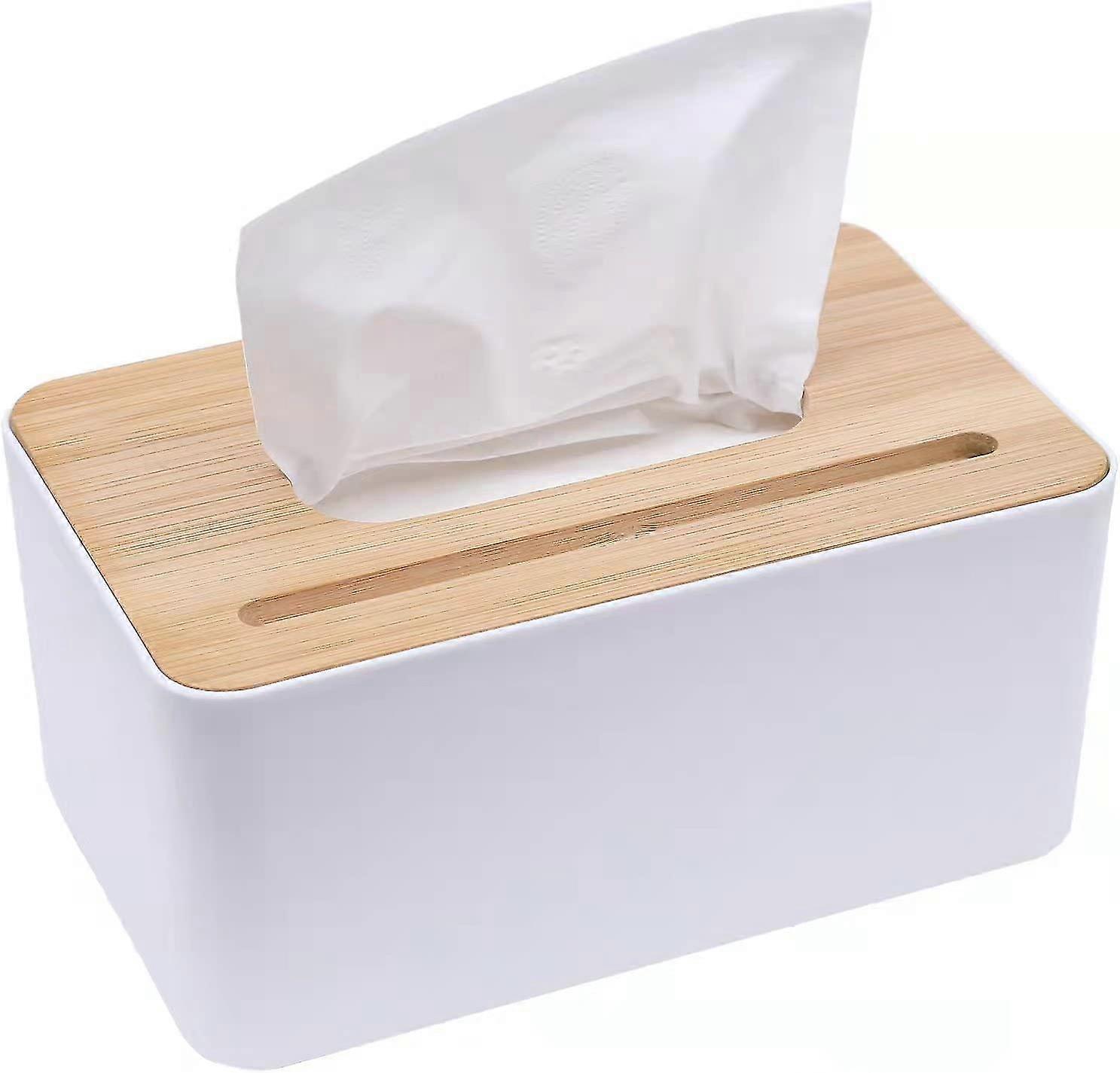 Tissue Box Cover, Bamboo Tissue Holder For Tissues And Disposable Face Towel, Rectangular Tissue Box