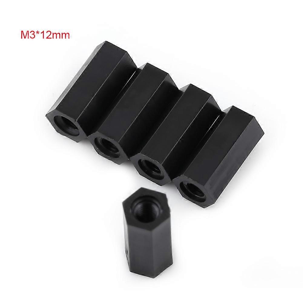 100 Stück Schwarz PA66 M3 Innengewinde x M3 Innengewinde Abstandshalter (M3 * 12)