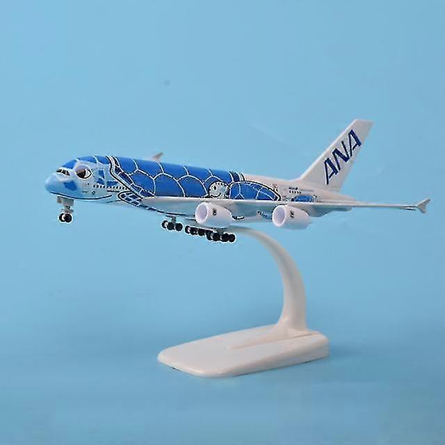 20CM 1:400 Scala Airbus A380 ANA Turtle Airlines Aerei Aereo Con Carrelli Di Atterraggio Modello In Lega Modello Giocattolo Per Le Collezioni