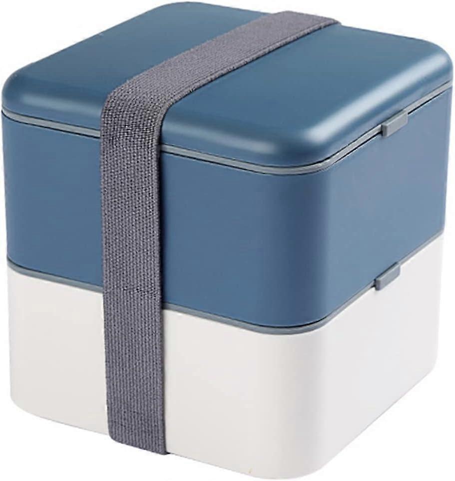 Bento Box Square, 1900ml Airtight Insulated Lunch Box 2 Tiers, Large Meal Box with Compartments for Children and Adults (Blue -1900ml),2024 Ping