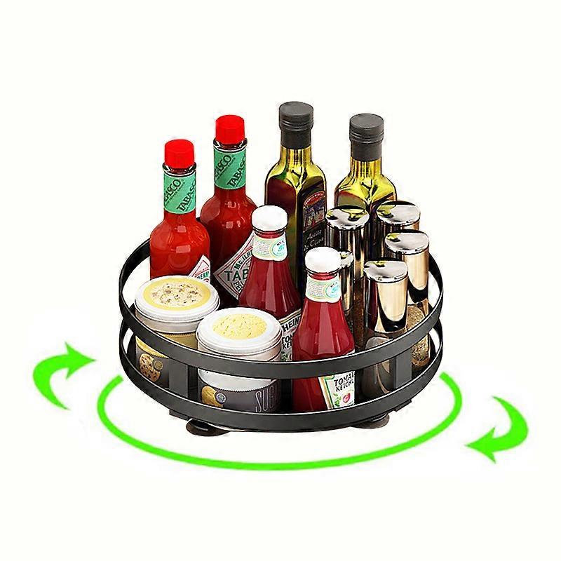 360 Rotating Condiments Metal Storage Rack Multi-Layer Condiments Turntable Spice Container Kitchen Supplies