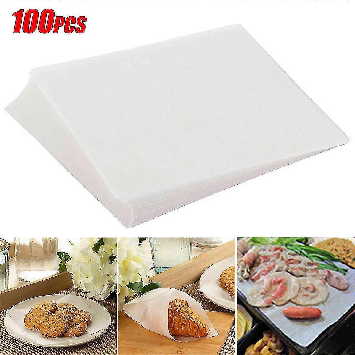 100 Pack Bleached White Parchment Paper Baking Sheets Pan Liner