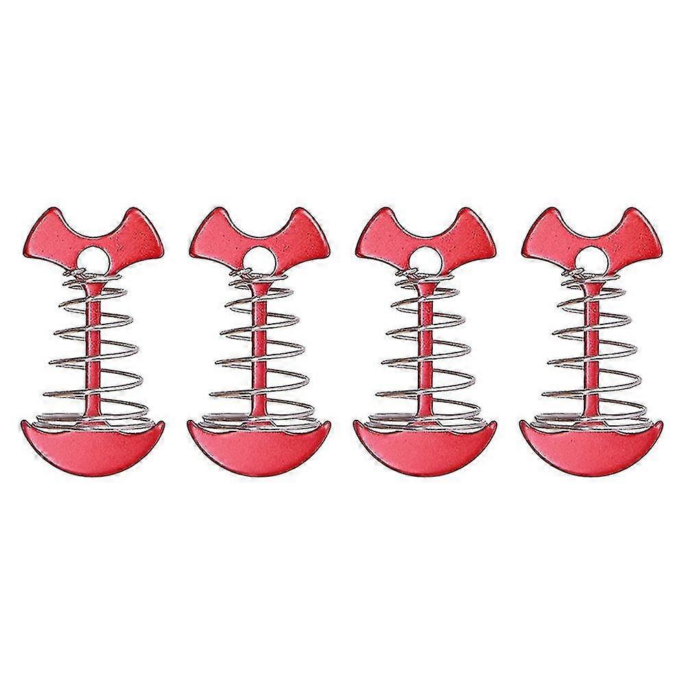 4pcs Outdoor Aluminum Alloy Ground Peg Fishbone Spring Nail