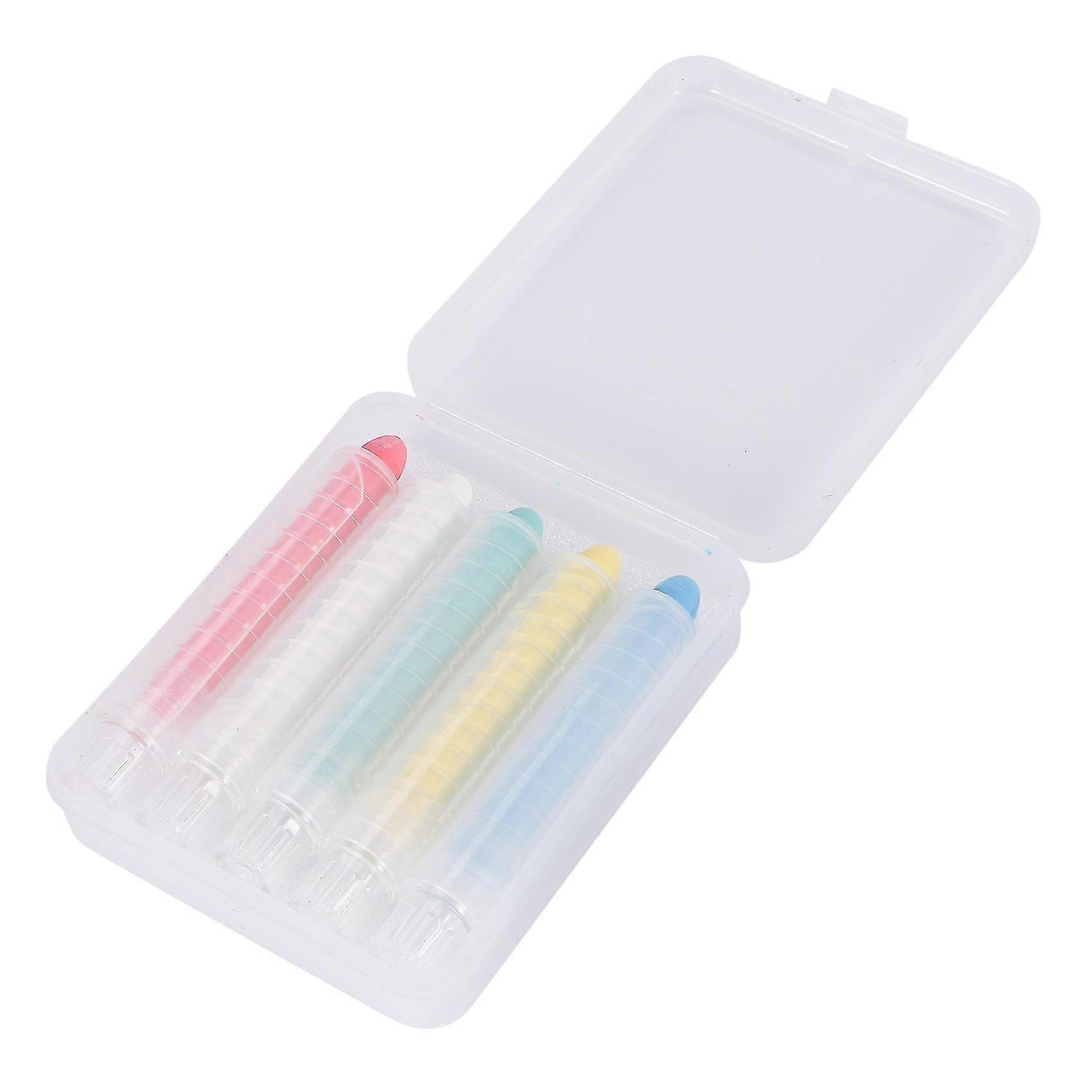 5 Pcs Transparent Plastic Chalk Holder, Suitable For Schools, Offices, Children, Easy To Store, With Washable Chalk