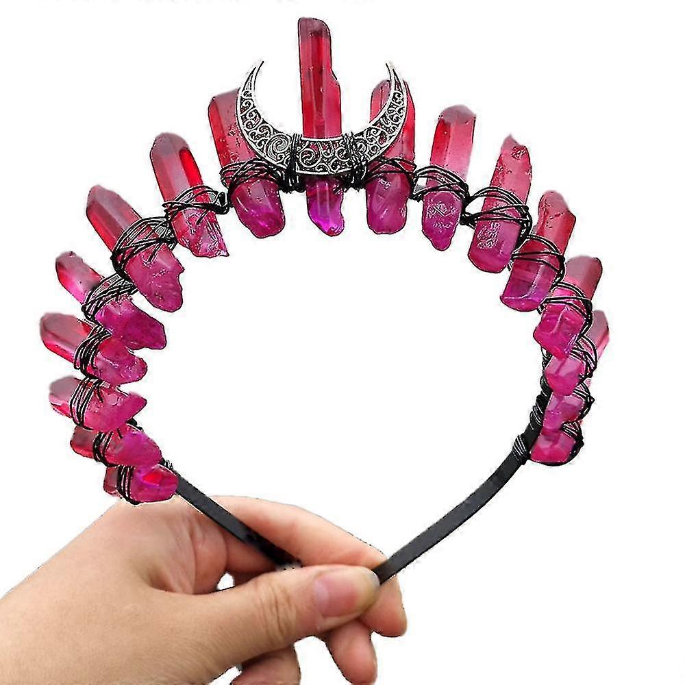 Raw Crystal Tiara Crown Headband,black Quartz Rhinestone Moon Goddess