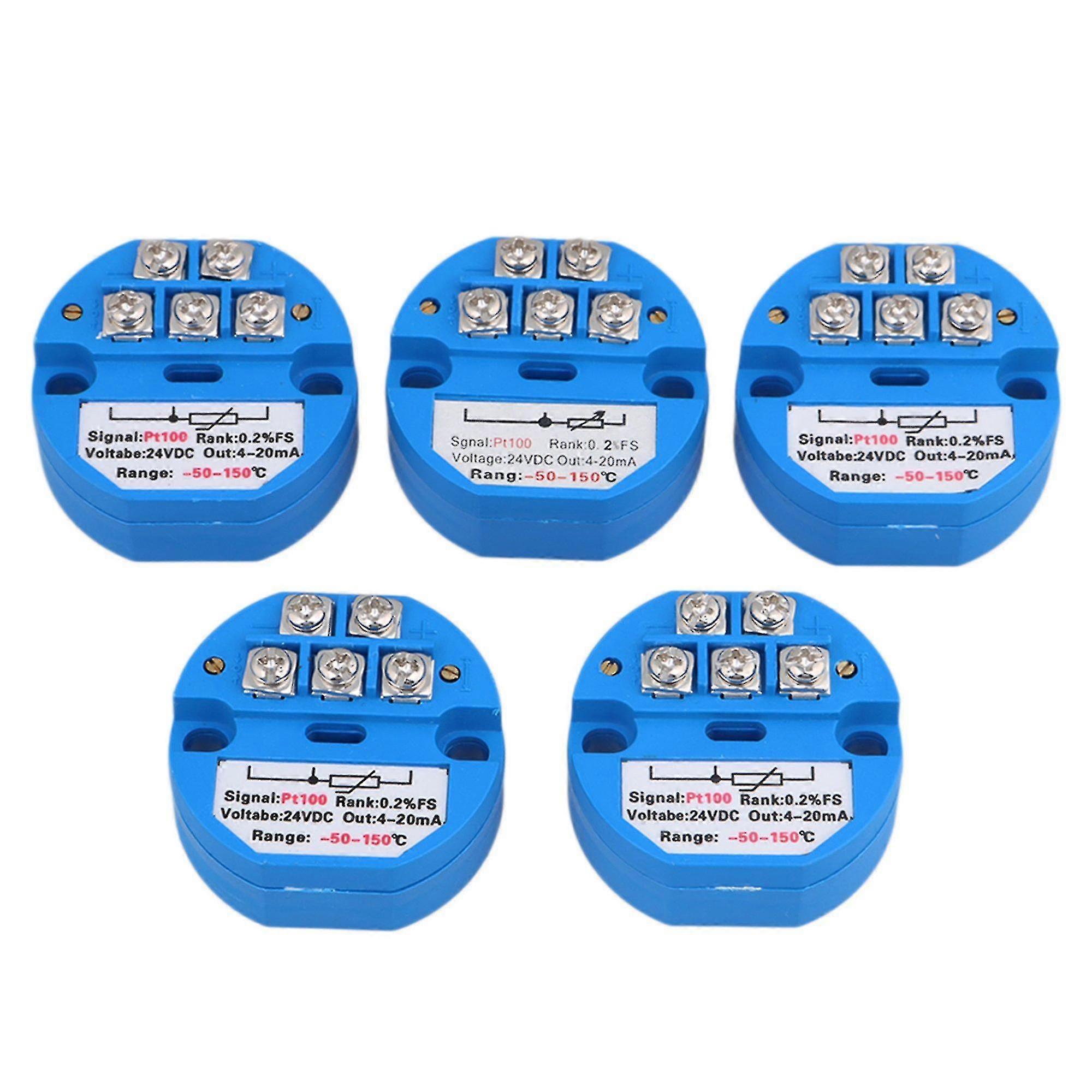 -50-150 Degree Dc24v 4-20ma Pt100 Temperature Transmitter Sensor Pack Of 5