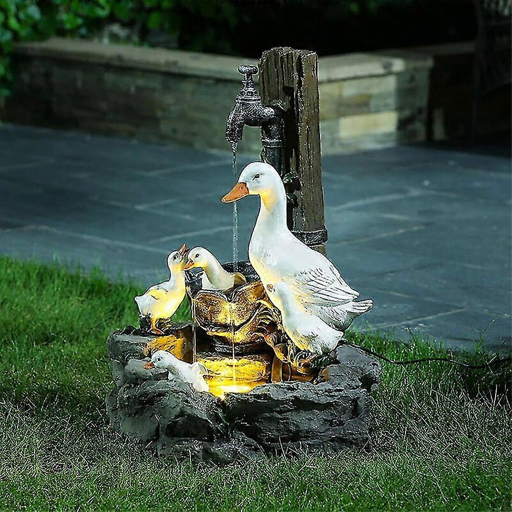 Pelouse Jardin Statue Sculptures d’eau Décoration Fontaines d’eau animale avec lumière