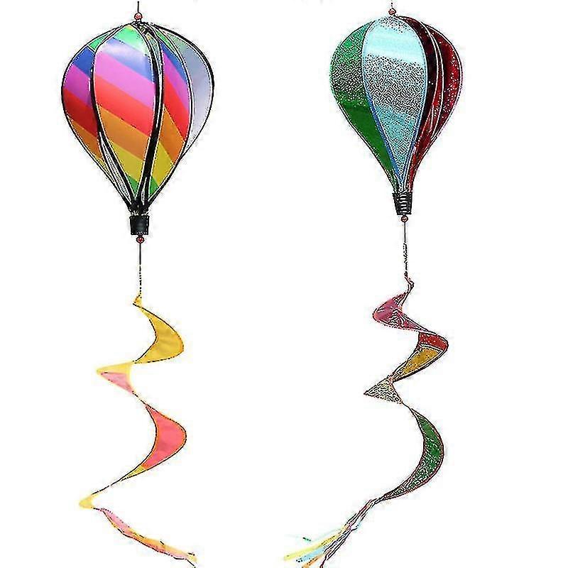 2pcs Balloon Wind Spinner Striped Sequins Windsock Balloon Yard Decor