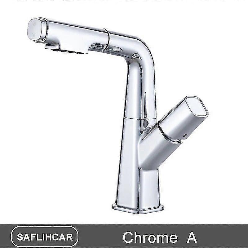 Exquisite Gray Kitchen Sink Faucet 360 Degree Rotating Pull Out Button Key Basin Faucet Single Handle Hot Cold Mixer Tap