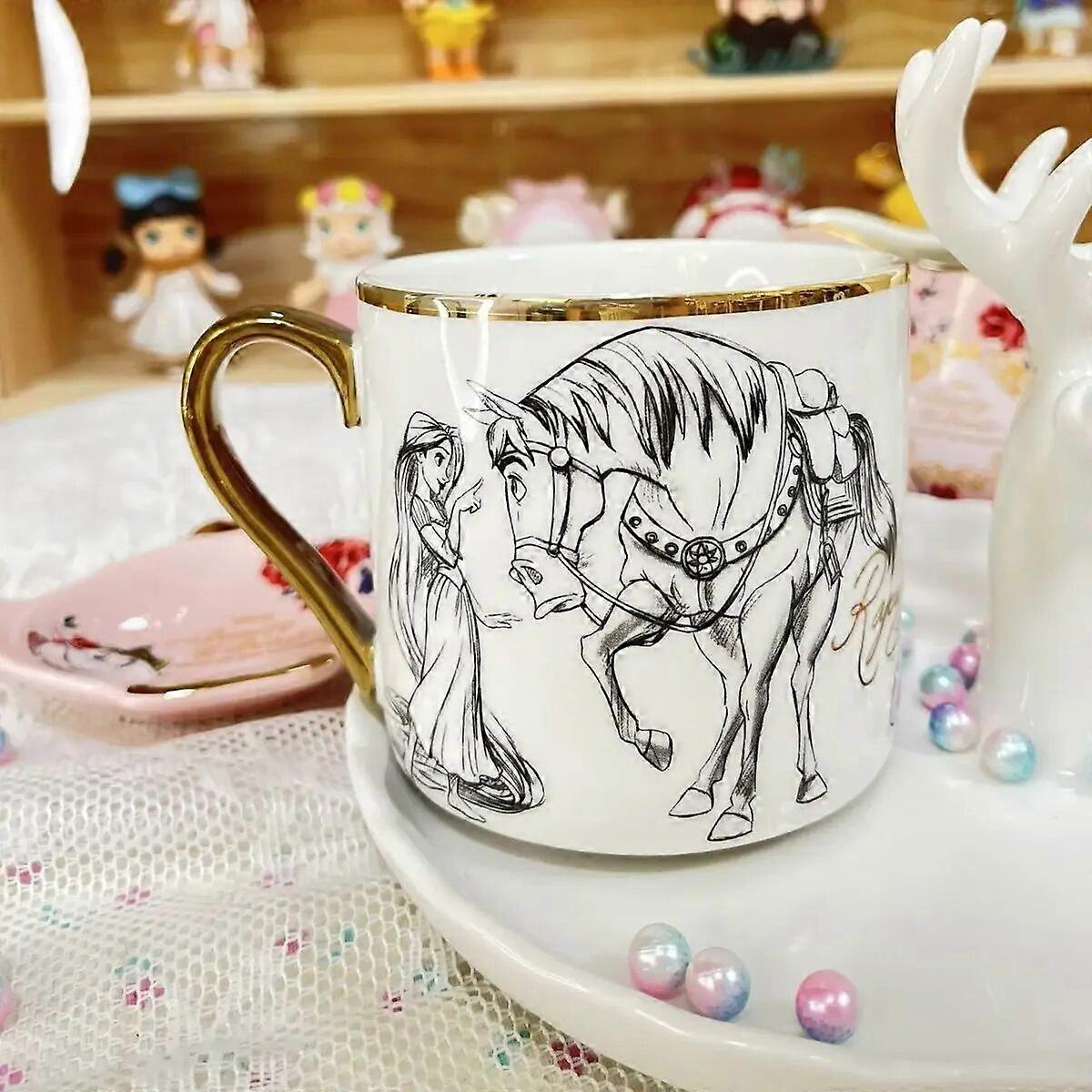 Alta beleza Ceramic Cup Cabelo Longo Princesa Gold Mark Cup Ceramic Cup