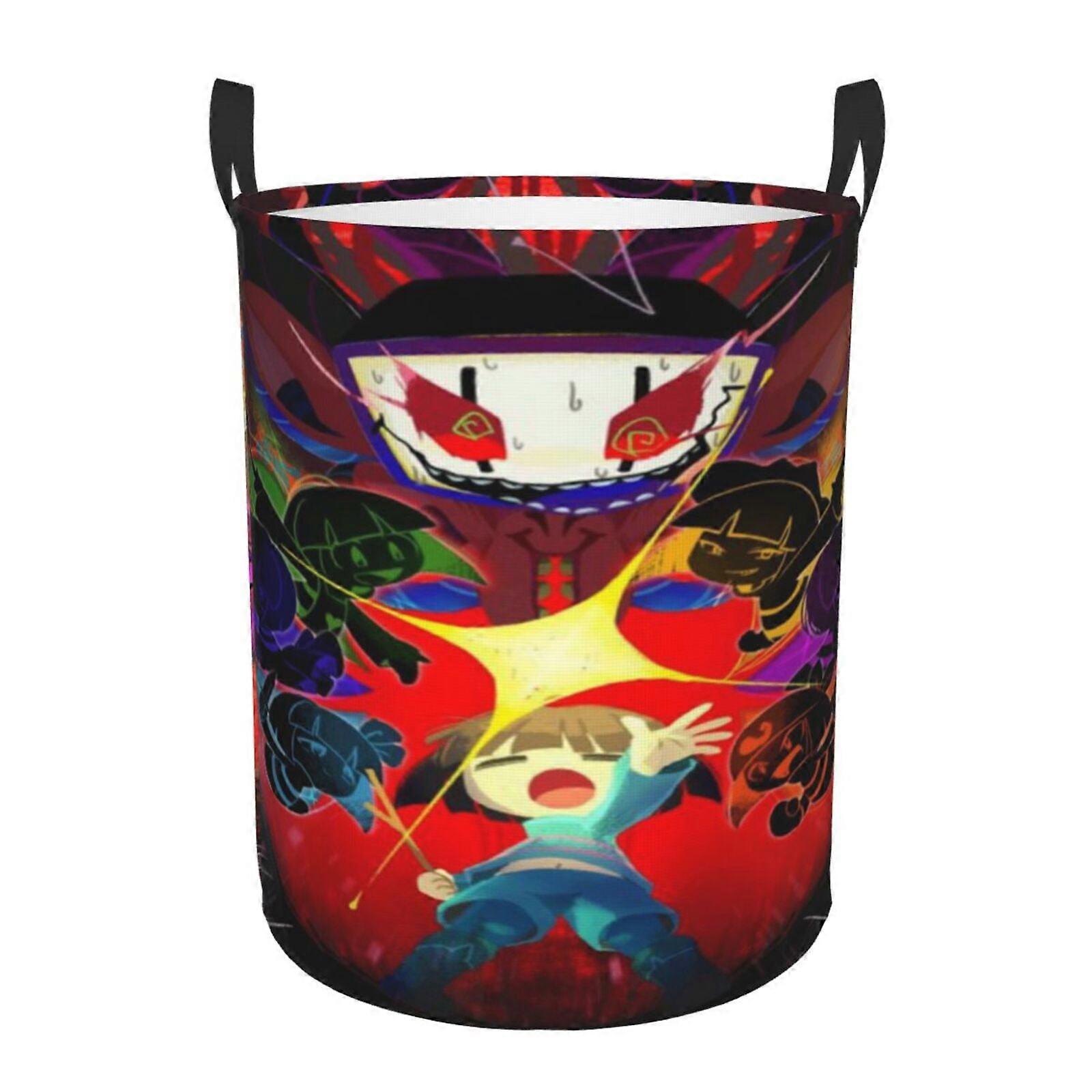 Undertale Sans 3d Graphic Flame Laundry Basket Fire Flame Clothes Hamper Storage With Handle-SYS29264