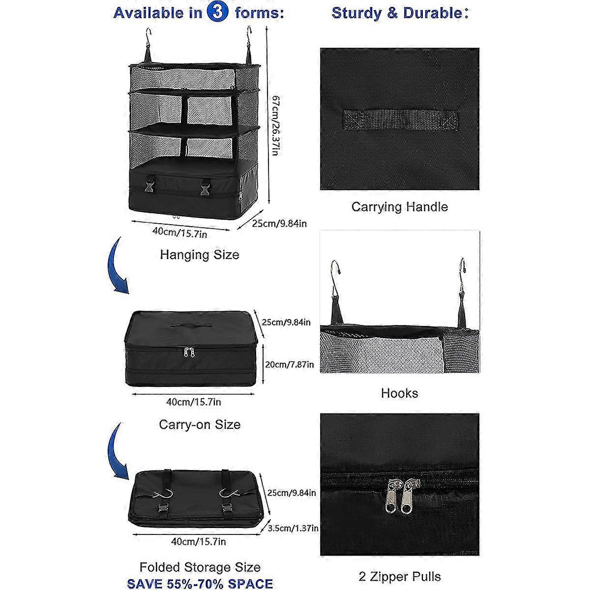 Hongmeru Portable Hanging Travel Shelves Packing Cubes For