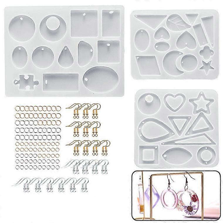 143pcs Earring Resin Molds Silicone Mold Epoxy Jewelry Making Mold with Earring Hook
