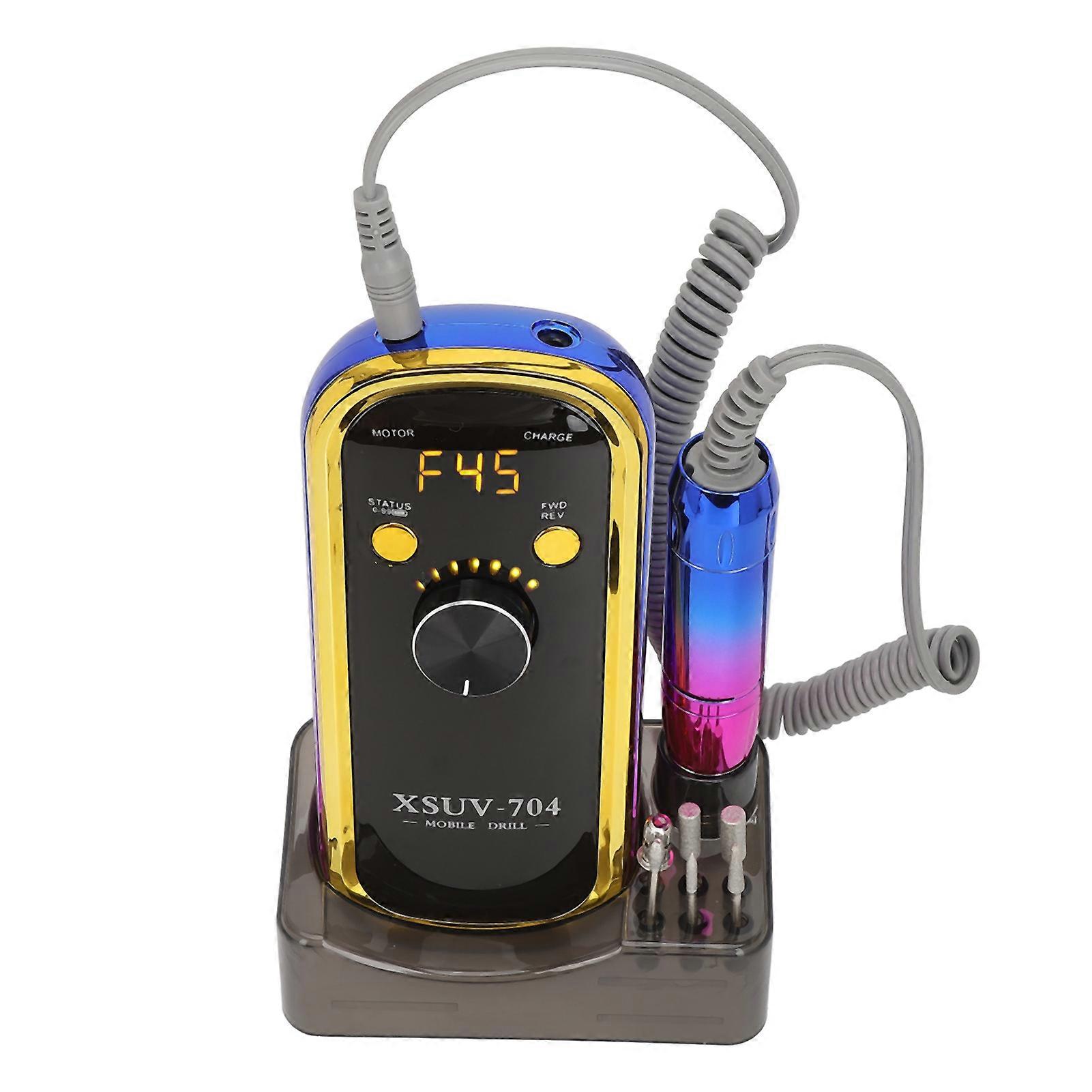 Electric Nail Grinding Machine 45000 RPM Adjustable Speed Low Noise Nail Grinding Machine with 6 Drill Bits 100240V