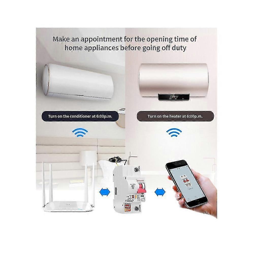 Tuya 40a Wifi Smart Circuit Breaker Automatic Switch Overload Short Circuit Protection For Amazon G