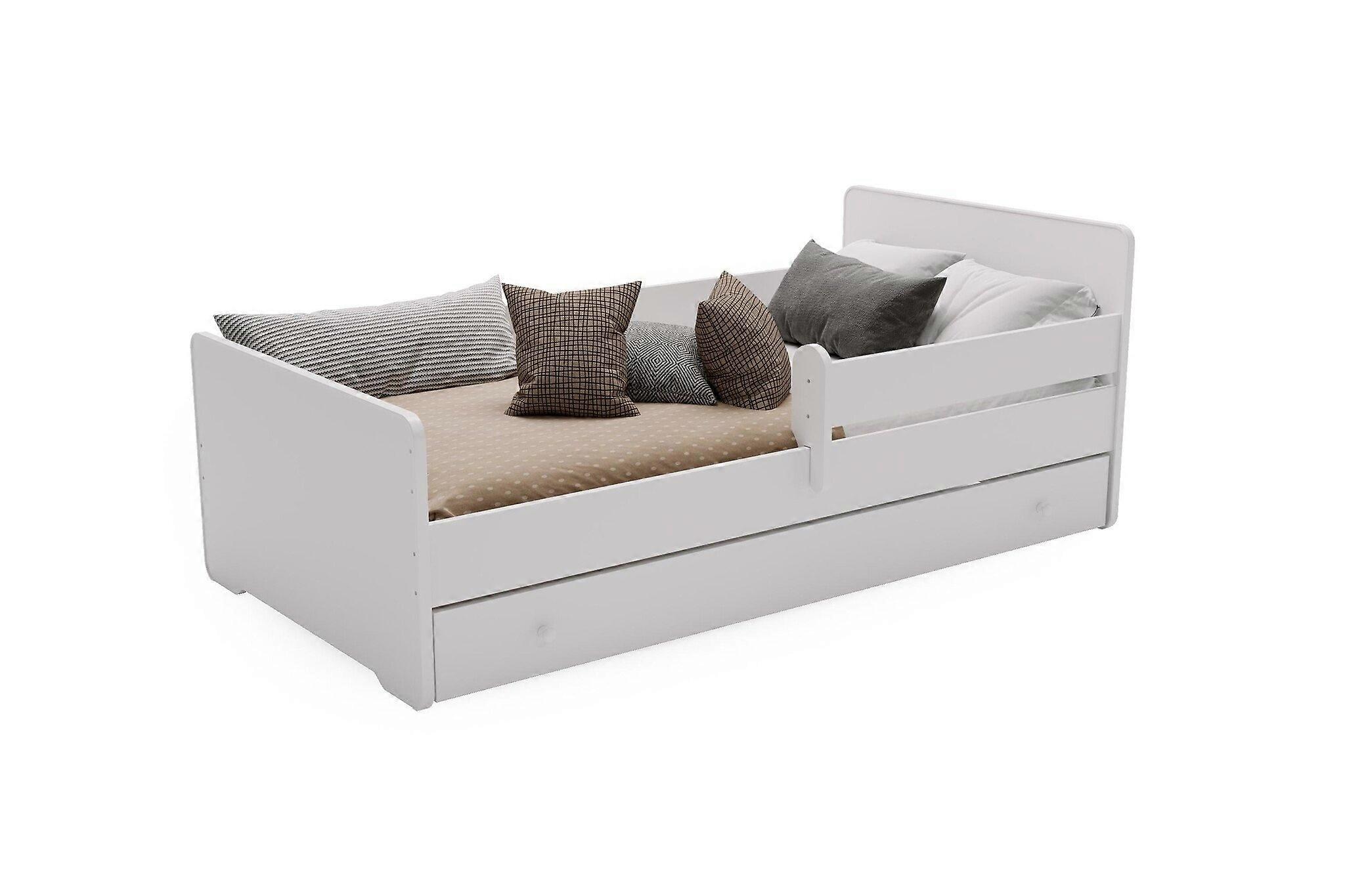 Toddler bed MAX - 160x80 cm - with drawer and fall protection - white