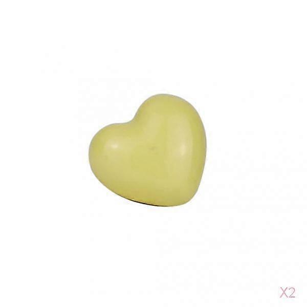 2Pcs Heart Shaped Ceramic Door Drawer Bin Handle Pull Knob Hardware Yellow
