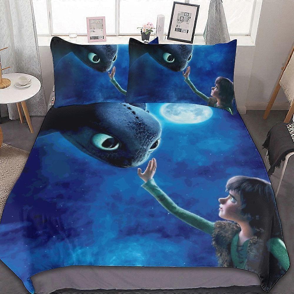 Bedding set BM165 How to Train Your Dragon 3-Piece Bedding Set Duvet Cover Set Soft Warm And Comfortable Soft Bed Set with ZW165