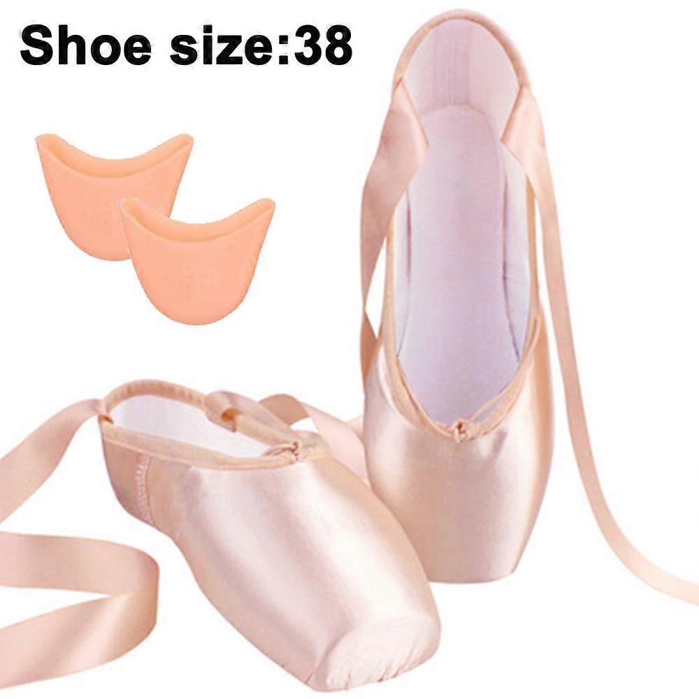 Ballet Pointe Shoes Meninas Mulheres Ribbon Ballerina Shoes com Toe Pads