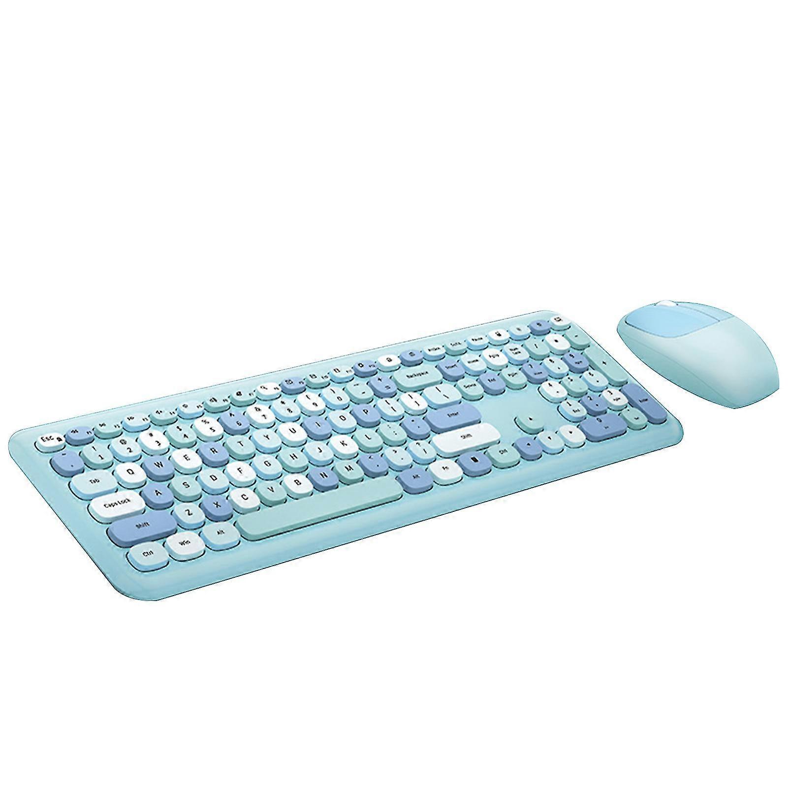 1 Set Wireless Keyboard Plug Play Mute Multi Color Eye-catching 2.4G Desk Mouse for Office
