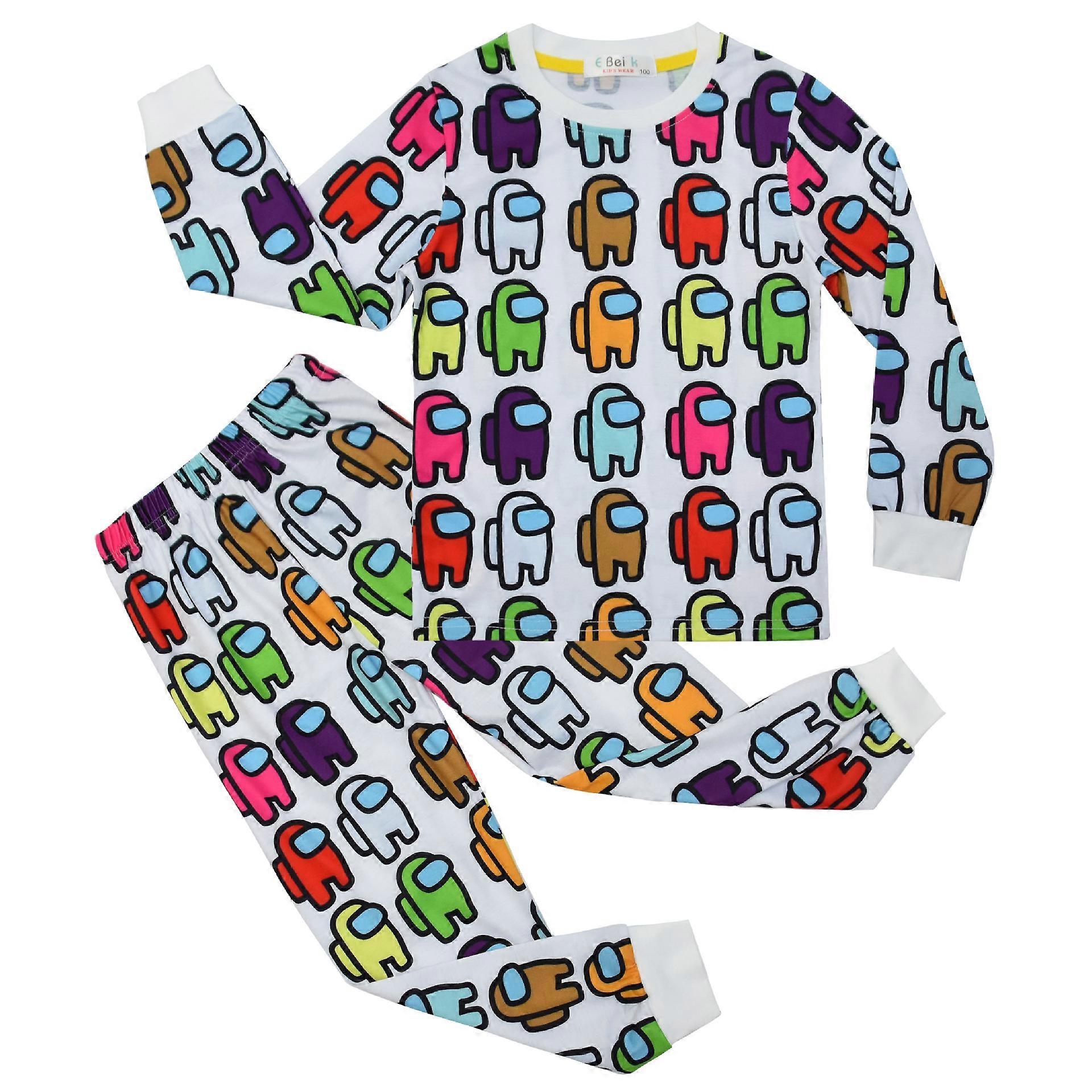 2023 neu Unter uns große Kinderheimkleidung fluoreszierende Farbe Anzug langärmelige zweiteilige Pyjamahose 567