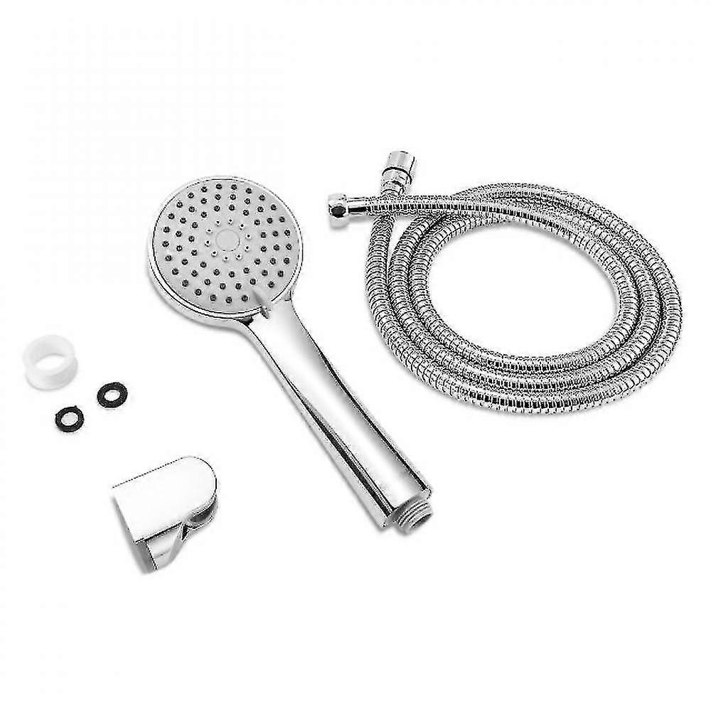 High-Pressure Shower Head With Hose 1 Set Of Bathroom Accessories 3 Functional Water-Saving Handheld Chrome-Plated Shower Rack