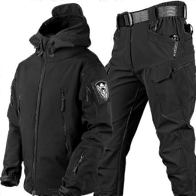 Men Camouflage Jacket Sets Outdoor Shark Skin Soft Shell Waterproof And Windproof Pant Winter Thicken Military Tactical 2pcs Set