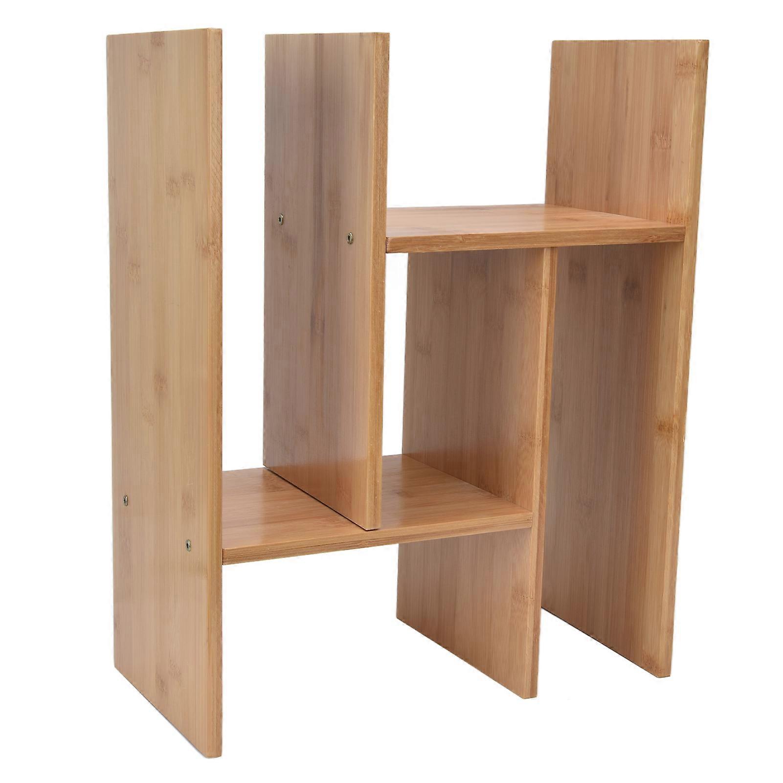 Scaffale da scrivania in bambù Piccolo espositore da scrivania in bambù espandibile per libri Riviste Forniture per ufficio