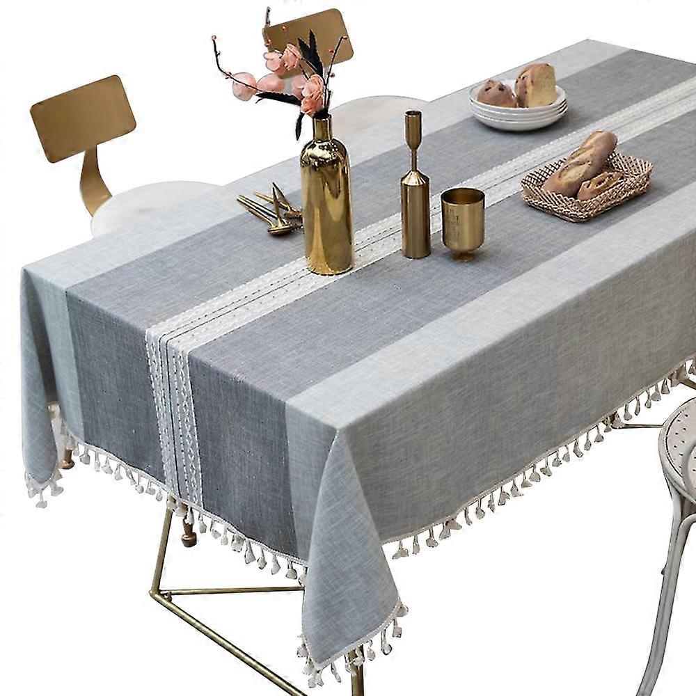 Tischdecken Waschbare Baumwolle Leinen Tischdecke Rechteck Nähte Quaste Design Tischdecke