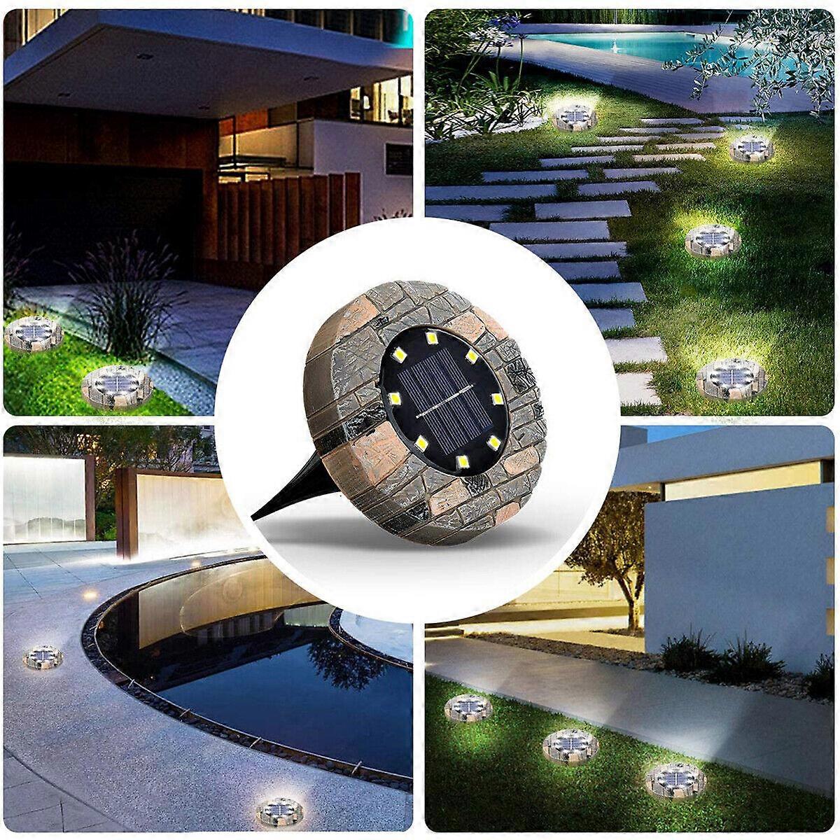 4 Pack LED Solar Power Ground Lights Floor Decking Outdoor Garden Lawn Path
