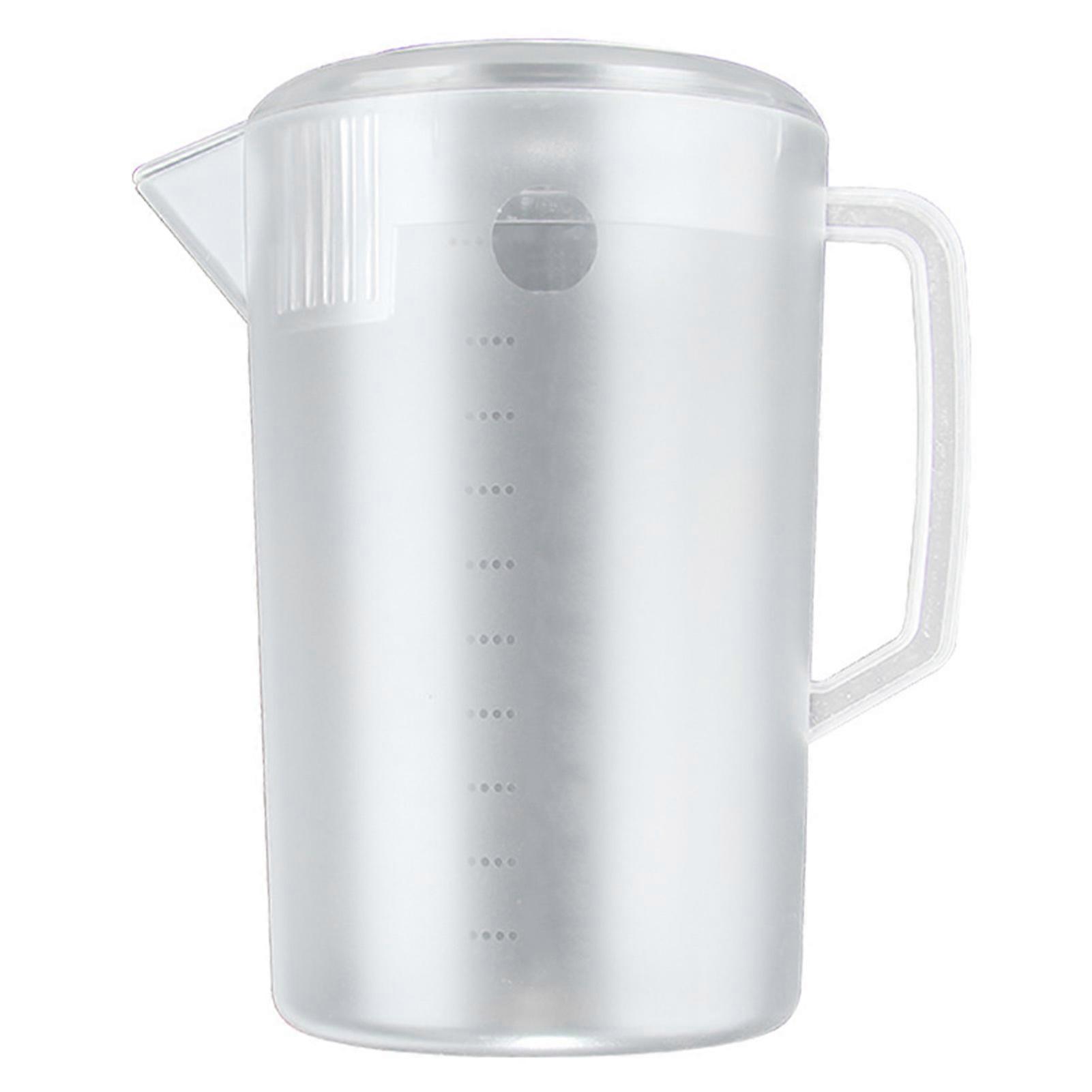 Water Pitcher PC Plastic High Temperature Resistance Frosted Kettle Mix Drinks Water Jug with Scale and Lid for Lemonade Beverage Ice Tea Transparent