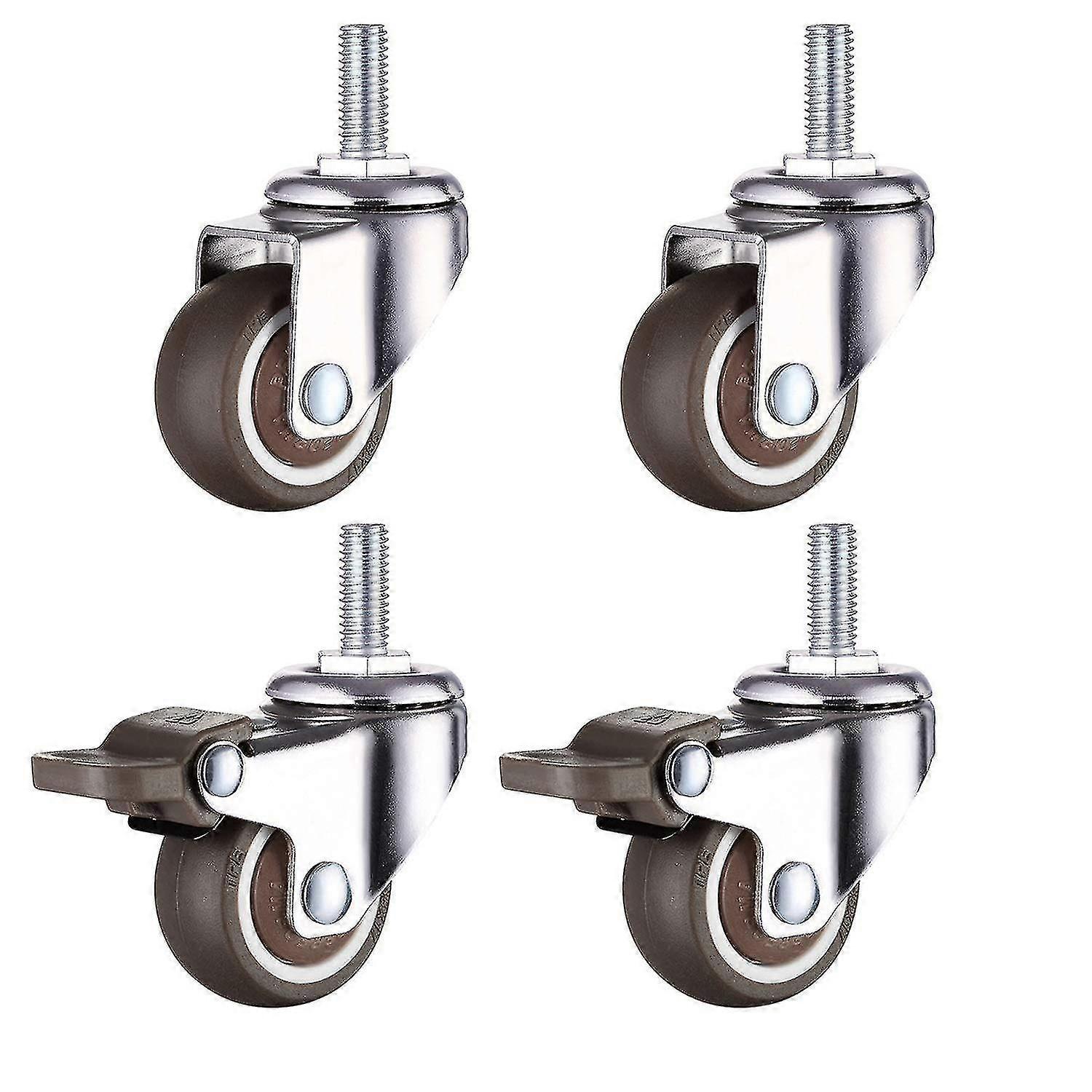 M10 Swivel Castors With Brake Heavy Duty Rubber Swivel Castors Work Tables Furniture Wheels Thread D