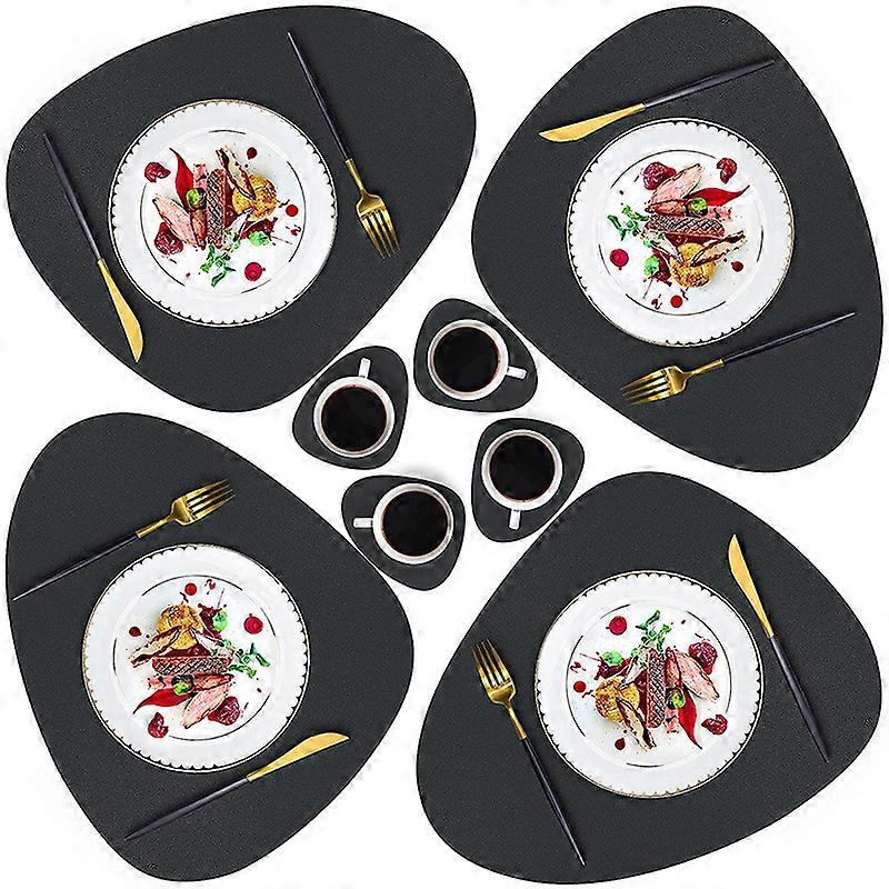 Leather Placemat And Coaster Set, Waterproof Wipeable Non-slip Christmas Table Mat