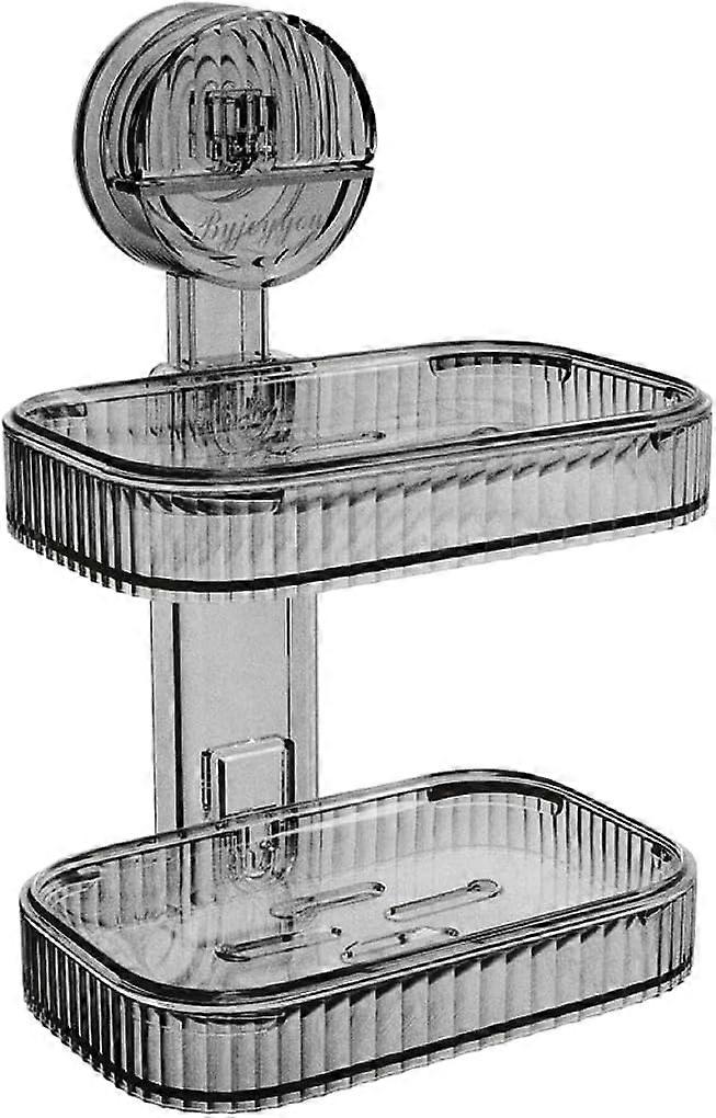 Light luxury double-layer soap dish with drain, wall-mounted soap holder without drilling, shower soap holder, removable, suitable for bathroom, kitch