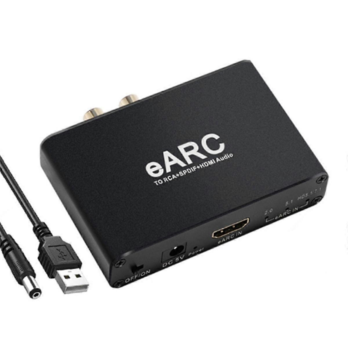-Compatible EARC ARC Audio Extractor 192Khz Converter EARC to RCA Audio Extractor Adapter for DTS Atoms AC3