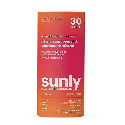 Attitude 矿物防晒棒 SPF 30 Sunly 无塑料橙花 ,2.1 盎司