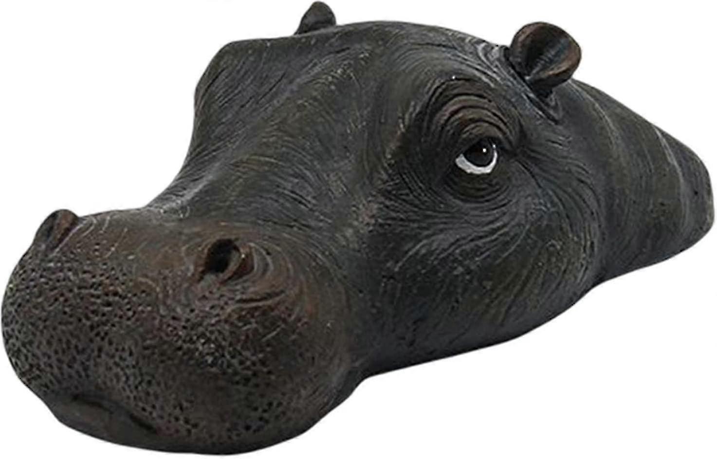 Resin Floating Hippo Head Float Hippo Head Ornaments Hippo Pool Floater Novelty Animals Statues For, Deterrent Ducks, Funny Toys, Mouth Closed